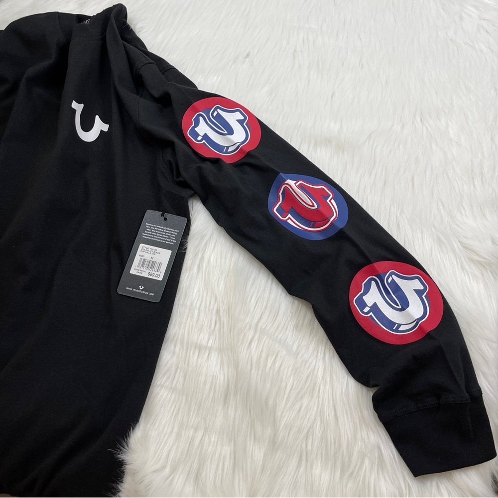 True Religion Double Sided Black Long Sleeve T-Shirt Men’s Size M NWT MSRP $69 - Picture 3 of 7